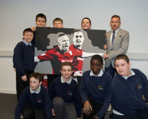 Craig Bellamy with Children from Woodlands Special School