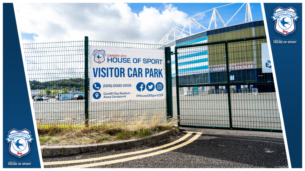 View of front entrance to the Cardiff City Football Club Stadium at Leckwith on the outskirts of Cardiff.Cars parked outside Stock Photo - Alamy